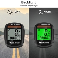 Ordinateur de vélo à énergie solaire Compteur de vitesse de vélo étanche sans fil Odomètre Réveil automatique Ordinateur de vélo