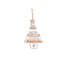 Ornements de Noël en bois Arbre de Noël Étiquettes suspendues Pendentif Embellissements Artisanat Décor Style 4