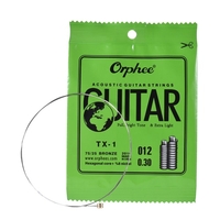 Orphee TX-1 seule chaîne de remplacement pour Folk Acoustic Guitar 1er E-String (.012) 10-Pack haute teneur en carbone Steel Core 75/25 Phosphor Bronze Extra Light Tension