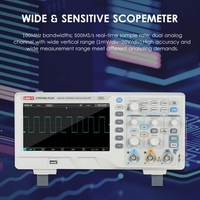 Oscilloscope numérique UNI-T 2-CH avec écran LCD 7 pouces Scopemeter avec bande passante 100 MHz 2 canaux 500MS / S Taux d