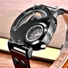 Oulm Montre Deux fuseaux horaires Homme Montres à quartz Marque Bracelet de cuir de luxe Bracelet de sport avec deux mouvements Horloge masculine Relogio Masculino (Blanc)