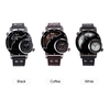 Oulm Montre Deux fuseaux horaires Homme Montres à quartz Marque Bracelet en cuir de luxe Montre de sport avec deux mouvements horloge masculine Relogio Masculino (Noir)