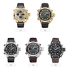 Oulm Multifonction Hommes Sport Montres À Quartz Mode En Cuir Bande Montre-Bracelet Analogique Numérique Double Affichage Calendrier Date Alarme Montres
