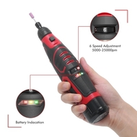 Outil rotatif 12V sans fil Multi-outil à 6 vitesse variable 5000-25000RPM 2.00Ah Broyeur électrique de batterie 74 Accessoires pour couper le sable Percage de gravure Nettoyage Aiguillage de bricolage