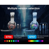 OVLENG GT67 Casque filaire Écouteur monté sur la tête Interface USB 3, 5 mm LED RVB Lumière Ordinateur de jeu Stéréo Route Gaming Casque filaire avec microphone pointant à 95 °