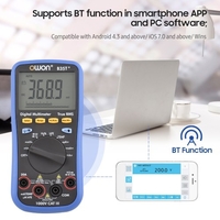 OWON B35T+ Multimètre numérique BT avec enregistrement hors ligne 6000 points True RMS Testeur électrique à plage automatique avec rétroéclairage Écran LCD Détecteur de courant de tension CA Mesure de la température Mètre de tension multifonctio