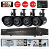 OWSOO 4CH Channel Full 960H / D1 800TVL Surveillance CCTV Système de sécurité DVR HD P2P Cloud Network Enregistreur vidéo numérique + 1TB Disque dur + 4 * Caméra balle infrarouge extérieure / intérieure + 4 * 60ft Support de câble IR-CUT Night Vi