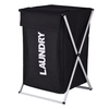 Panier à linge Panier à linge Organisateur Trieur Stockage Pliable avec Couvercle Poignée Cadre En Aluminium pour Salle De Bains Chambre Maison Noir