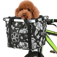 Panier de vélo pliable fleur imprimé petit animal de compagnie chat chien sac de transport détachable guidon de vélo panier avant vélo sac avant sac à main
