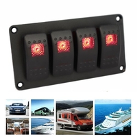 Panneau de commutateur à bascule à 4 broches à 5 broches,  interrupteurs à bascule rétro-éclairés étanches pour camion de remorque de véhicule de voiture SUV bateau marin,  bateau,  12 V,  panneau marche-arrêt avec LED