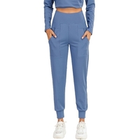 Pantalon de sport femme couleur unie taille haute poche séchage rapide évacuation de l