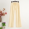 Pantalon large pour femme taille haute élastique poches avec cordon de serrage jambe évasée pantalon décontracté ample grande taille