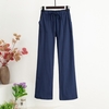 Pantalon large pour femme taille haute élastique poches avec cordon de serrage jambe évasée pantalon décontracté ample grande taille