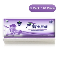 Paquet de 5 serviettes en papier pour les femmes enceintes et maternelles 40 pièces chaque paquet de papier absorbant propre et propre en papier hygiénique en pâte de bois pour la grossesse bébé nourrisson nouveau-né (260 * 460 mm)