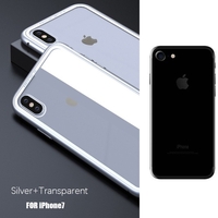Pare-chocs de téléphone transparent bordé de métal blanc pour Iphone 7
