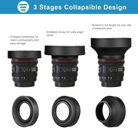 Pare-soleil 58 mm avec pare-soleil fleur de tulipe + pare-soleil pliable en caoutchouc + chiffon de nettoyage d