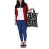 Patterns Cartoon Muscial Instruments Lavable Tissu en coton Sac fourre-tout Musique épaule Grocery Sac à provisions pour étudiants Filles