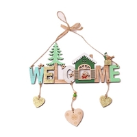 Pendentif de lettre de cloches en bois de Noël Bienvenue au signe de la porte