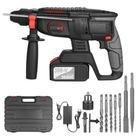 Perceuse à percussion rotative robuste sans balais 21 V,  4 fonctions,  1 pouce,  poignée réglable SDS-plus,  980 tr/min,  kit de démolition de perceuse sans fil (batterie 1x4, 0 Ah)
