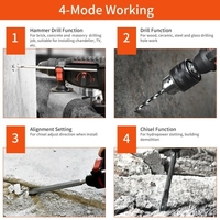 Perceuse à percussion rotative robuste sans balais 21 V,  4 fonctions,  1 pouce,  poignée réglable SDS-plus,  980 tr/min,  kit de démolition de perceuse sans fil (batterie 1x6, 0 Ah)