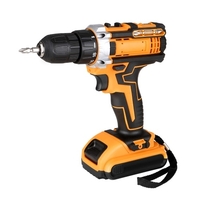 Perceuse électrique portable sans fil 21 V avec mandrin de 3/8 pouces Mini perceuse électrique et tournevis à main avec lampe de travail à LED Réglage de la direction de rotation à 2 vitesses variables Couple de 36 Nm max. Comprend une batterie Li-i