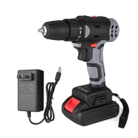 Perceuse électrique sans fil portable 21 V avec mandrin de 3/8 pouces Mini perceuse électrique et tournevis à main avec indicateur de niveau de batterie Lampe de travail à LED Réglage de la direction de rotation à 2 vitesses variables Couple de 65 N