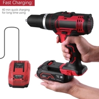 Perceuse visseuse sans fil 20V Perceuse électrique sans fil avec 1pcs Batteries Li-Ion Perceuse rapide 1H Chargeur rapide