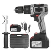 Perceuse-visseuse sans fil 21V 4.0A Batterie Couple maximum 200N.m Mandrin sans clé en métal de 1/2 pouce 20 + 3 positions 0-1550RMP Tournevis à percussion à percussion à vitesse variable avec boîte à outils en plastique