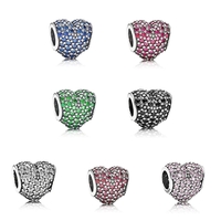 Perle en forme de coeur Romacci diamant CZ S925 argent pour Bracelet de charme européen bijoux bricolage femmes