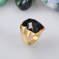 Petit-ours bague en cristal artificiel 316L Titanium revêtements sous vide en acier des femmes à la mode bijoux décorations