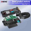 Pince ampèremétrique ANENG True RMS avec App Télécommande Multimètre numérique à sélection automatique Détecteur de tension DC / AC Ampèremètre AC avec capacité en ohms Testeur de température Hertz à diode de continuité NCV pour climatiseur