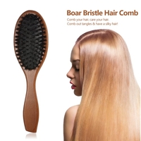 Pinceau naturel Boar Bristle Peigne Oval Anti-statique Paddle Hair Extension Brush Scalp massage Beech poignée en bois