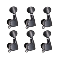 Piquets de réglage de cordes de guitare Mécaniques de réglage Mécaniques scellées Grover Tuners Clés de réglage Bouton ovale 3 Gauche 3 Droite pour guitare électrique ou guitare acoustique Chrome Noir