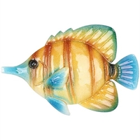 Poisson tropical Tenture murale 1 Décoration murale en fer Ornement créatif Artisanat 10.2 "Art mural Tenture murale Vie marine Jaune
