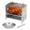 Poêle à bois pliable en acier inoxydable Potable Poêle de camp à bois extérieur avec plateau à alcool et soufflet pour barbecue pique-nique