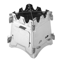 Poêle à bois pliable portatif en acier inoxydable avec porte pour randonnée en plein air randonnée pique-nique barbecue