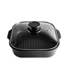 Poêle à frire en aluminium moulé Maxsun avec couvercle en verre Poêle à griller carrée Poêle à steak antiadhésive pour griller du bacon / steak / viandes et plus