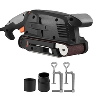 Ponceuse à bande électrique 600 W pour ponceuse à bois à vitesse variable avec boîte de collecte de poussière,  2 adaptateurs pour aspirateur,  pince à vis réglable