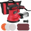 Ponceuse orbitale aléatoire 300 W Ponceuse orbitale 2, 5 A avec 6 vitesses variables 13 000 OPM 20 disques abrasifs Disque éponge Disque en laine Sac à outils Collecteur efficace pour le travail du bois Ponçage Détails Finition