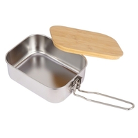 Portable 304 Stainless Steel Lunch Box Camping Lunch Container with Bamboo Cover 900ML Lunch Food Container