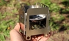 Portable Acier Inoxydable Réchaud à Bois Léger Pliant Cuisine de Plein Air Camping Randonnée