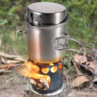 Portable Poêle de Camping Combo Poêle à bois et Pot de cuisine pour Randonnée en plein air Pêche Randonnée