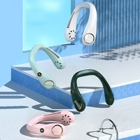 Portable Rechargeable sans lame cou ventilateur suspendu 3-vitesse réglable vent 360° vent sortie LED écran d
