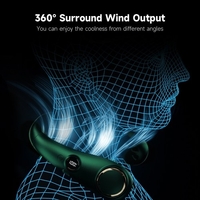 Portable Rechargeable sans lame cou ventilateur suspendu 3 vitesses réglable vent 360° vent sortie LED écran d