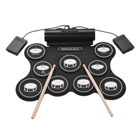 Portable Stéréo Numérique Électronique Roll Up Drum Kit 9 Pads Silicone Support Fonction MIDI Haut-parleurs intégrés