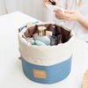 Portable Voyage Barrel Carry Case Grand Cosmétique Sacs Maquillage Toiletry Sac de rangement avec des poches à cordon rose