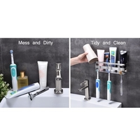 Porte-brosse à dents Dentifrice Holer Porte-gobelets Multifonction Salle de bains Matériel Accessoire Adhensive Support Mural Dentifrice Holer Organisateur