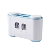 Porte-brosse à dents mural Support de rangement pour articles de toilette avec 2 distributeurs de dentifrice 4 tasses et 5 emplacements pour brosse à dents