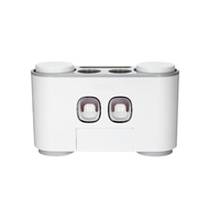 Porte-brosse à dents mural Support de rangement pour articles de toilette avec 2 distributeurs de dentifrice 4 tasses et 5 emplacements pour brosse à dents