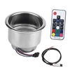 Porte-gobelet RGB LED Lumière Porte-gobelet Télécommande Acier Inoxydable pour Marine Bateau Voiture Camion RV